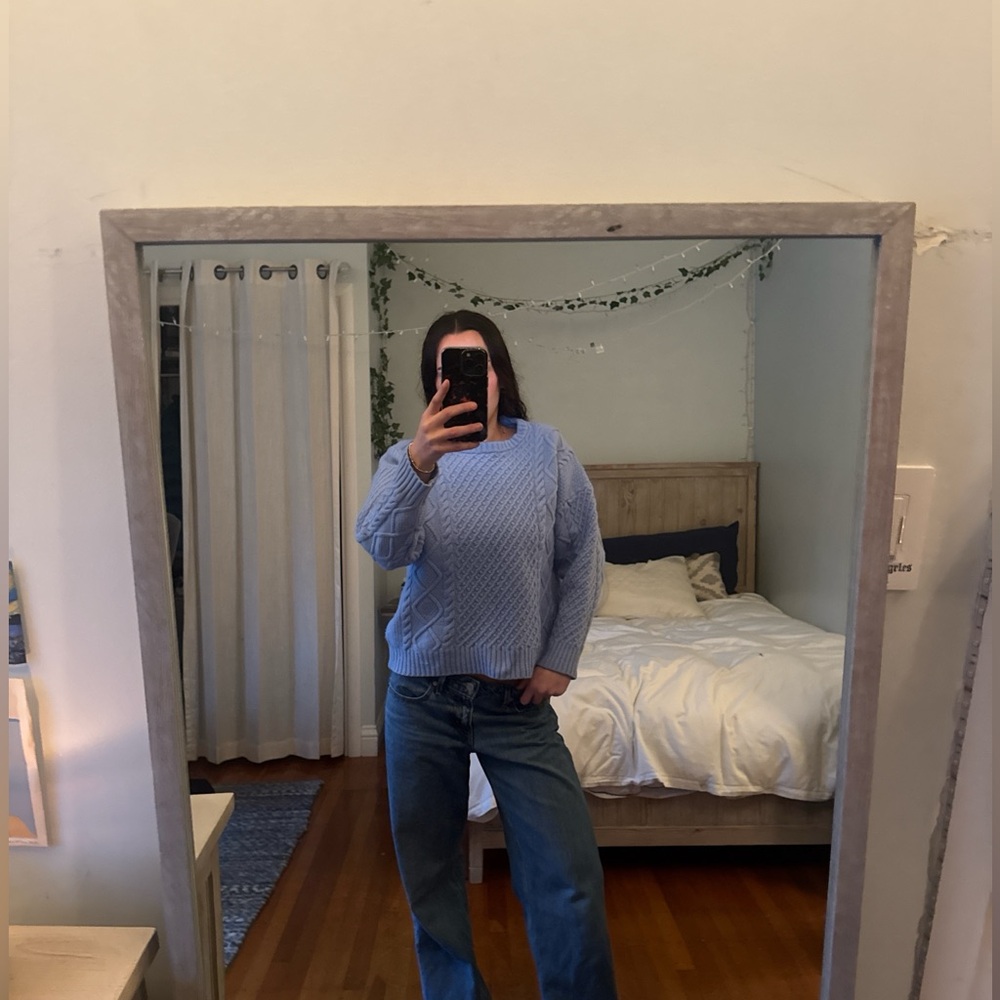 Aritzia Sunday Best Light Blue Cable Knit Sweater - Picture 4 of 5
